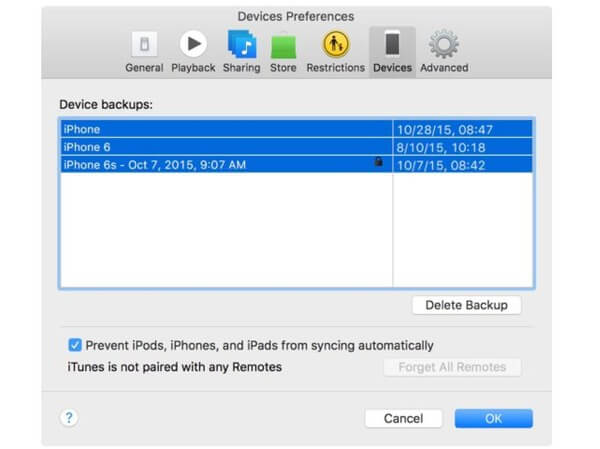 Delete iTunes Backup on Mac