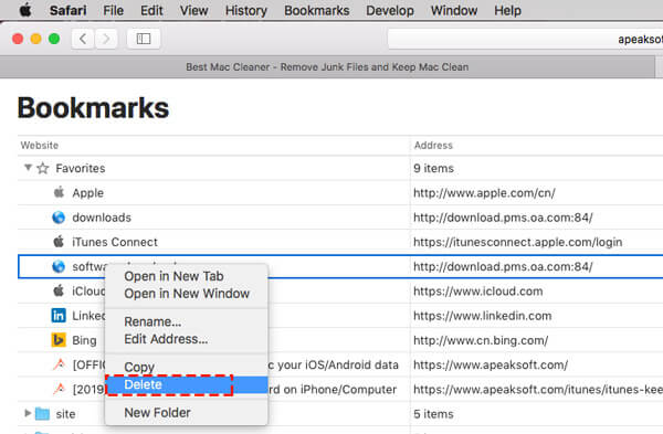 Macでブックマークを削除する方法 Safari Chrome Firefox
