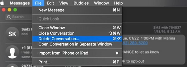 how to delete text messages on mac