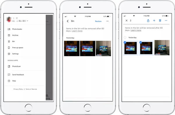 Delete photos from google photos iPhone