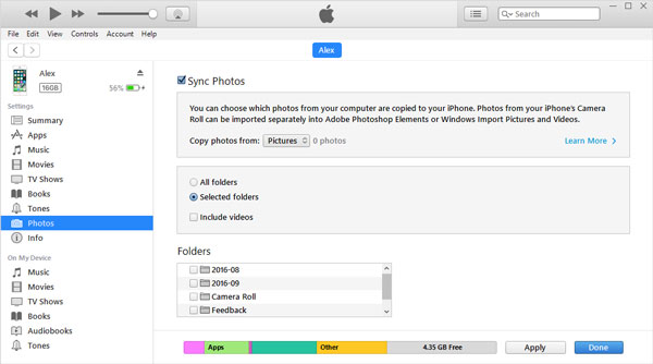 delete photos itunes