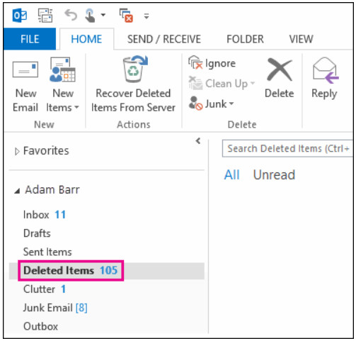 Deleted Items Outlook