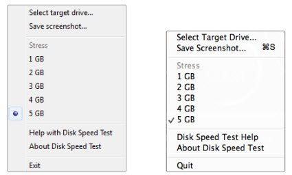 Disk speed test settings