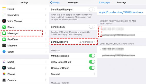 Enable Apple ID receive send iMessages