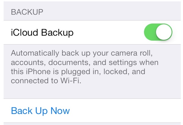 Enable icloud backup