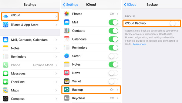 enable icloud backup