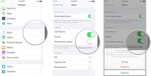 Enable iCloud Music Library iPhone