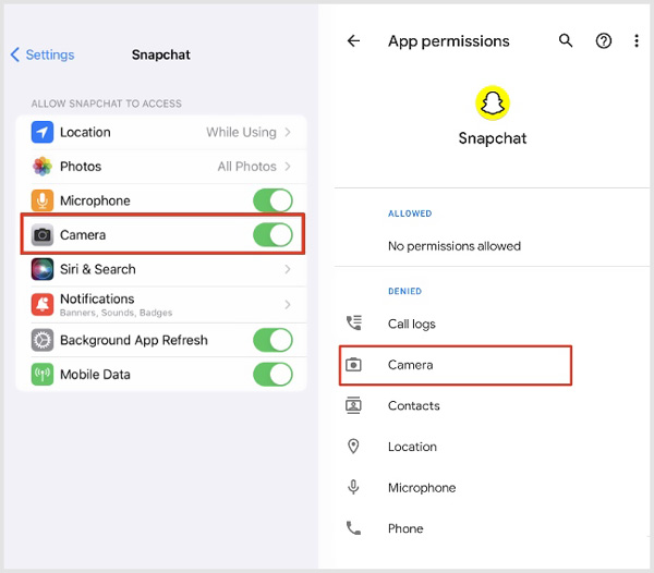 Enable Snapchat Permissions