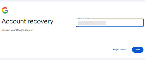 Enter Your Email Address in Google Account Recovery