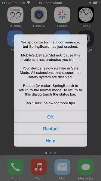 how to enter safe mode iphone