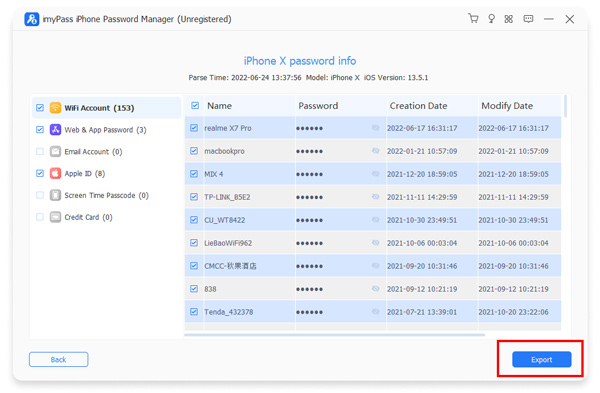 Export Passwords