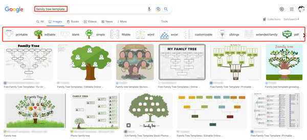 Family Tree Templates on Google Chrome