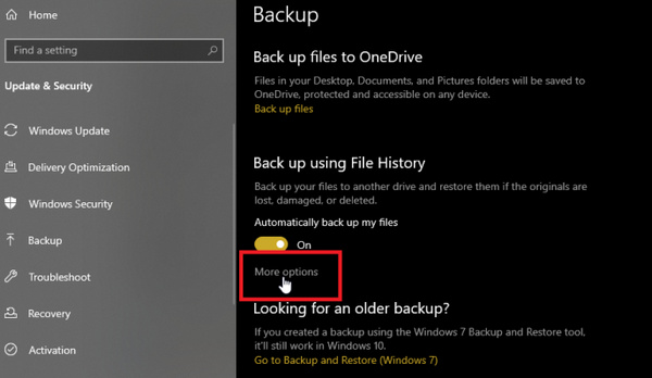 File History Options