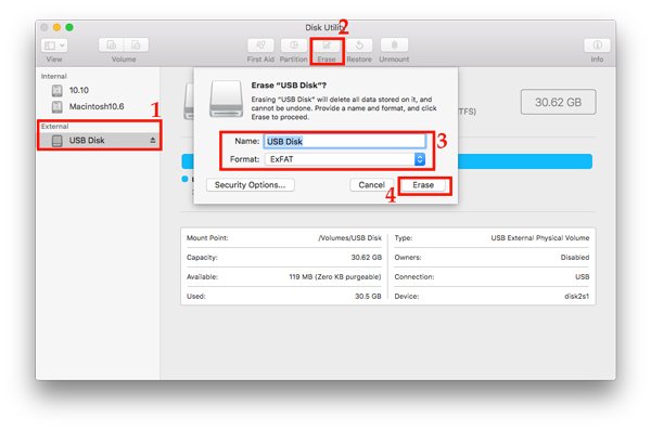 how to format external drive on mac as single ms-dos fat