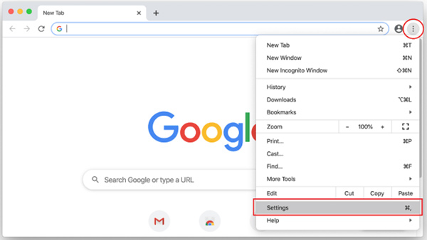 Go to Chrome Settings Mac