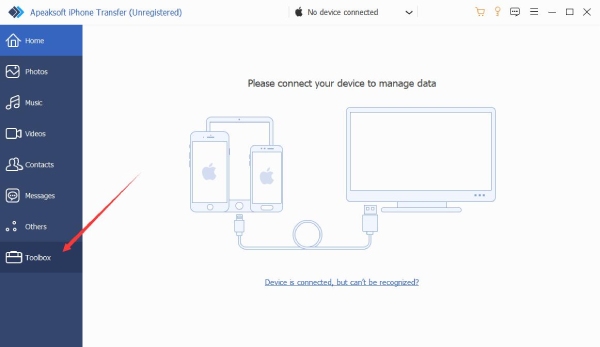 Go to Toolbox iPhone Transfer