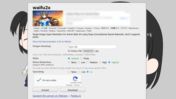 Go to Waifu2x Image Resizer Site