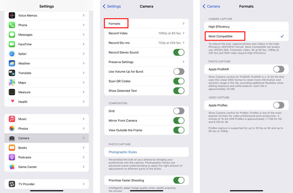 Heic iPhone Settings