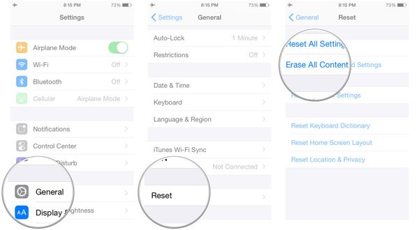 how to reset erase iphone