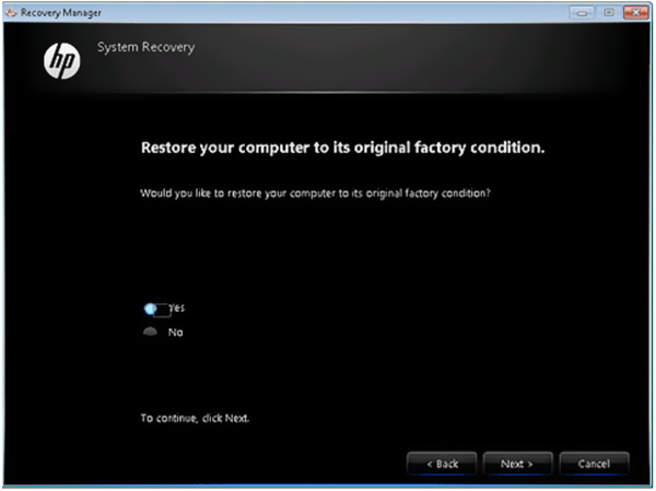 performing hp system recovery windows 10