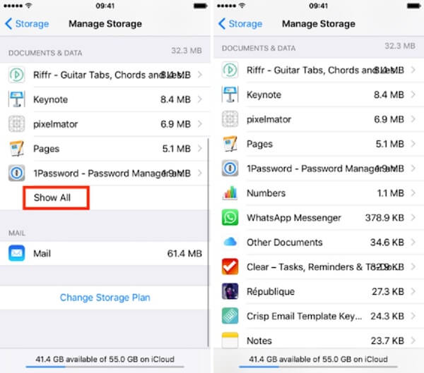 iCloud Manage Storage