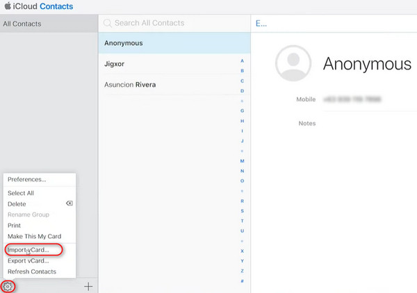 Icloud Settings Import Vcard