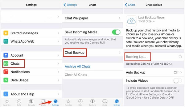 iCloud whatsapp backup message