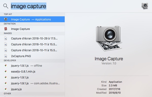 Image Capture in Spotlight