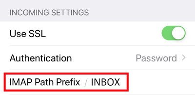 IMAP Path Prefix