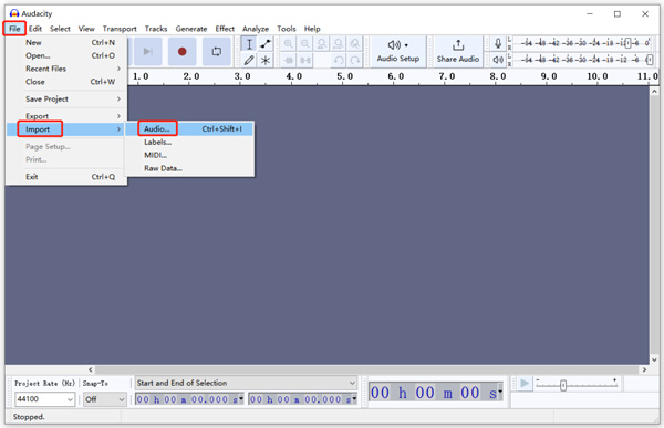 Import Audio Track To Audacity