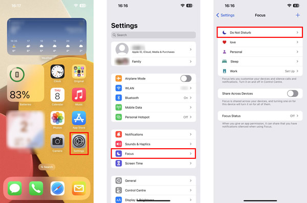 iPhone Focus Do Not Disturb