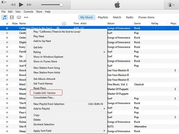 Itunes Create Aac Version