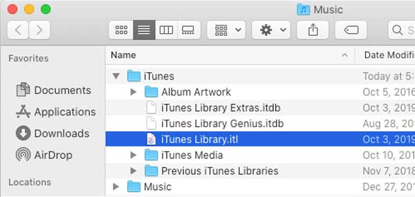 iTunes Library itl folder