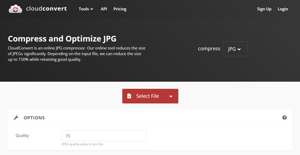 JPG file compressor CloudConvert