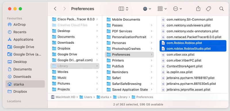 Locate Preferences Files