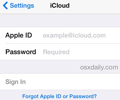 Log in iCloud