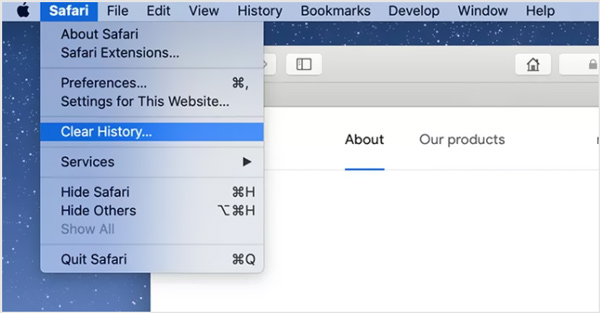 Mac safari clear history option