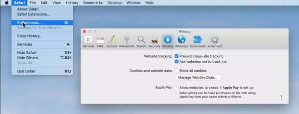 Mac Safari preferenze privacy