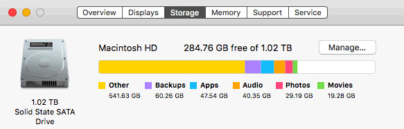 how to manage storage on mac 10.10.5
