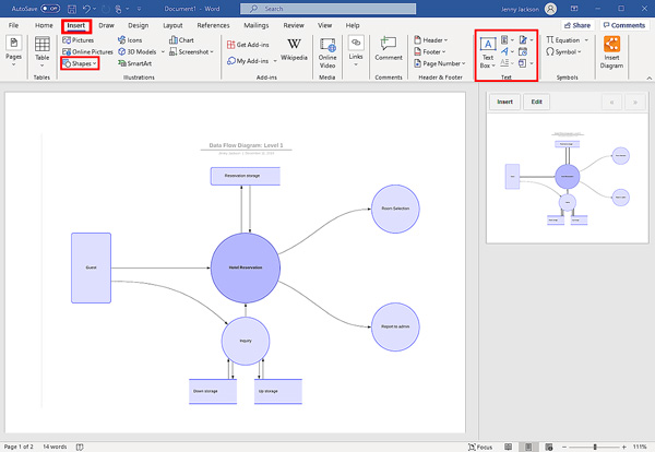 Make Data Flow Diagram in Word