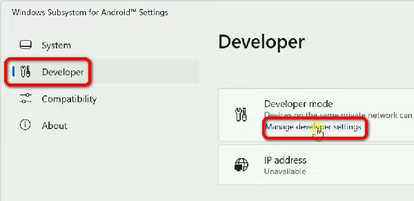 Manage Developer Settings