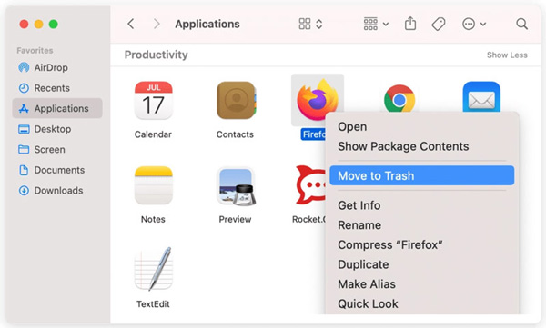 Move Firefox to Trash On Mac