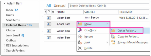 Move Other Folder Outlook