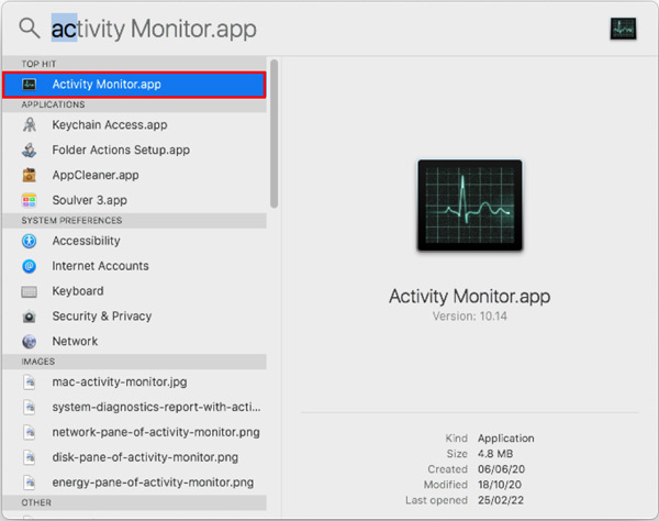 Open Activity Monitor On Mac Using Spotlight