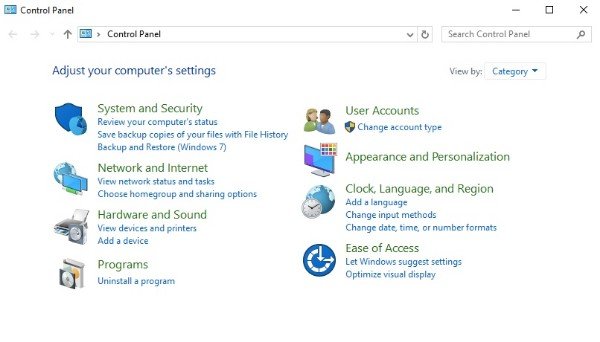 windows 10 run control panel as admin