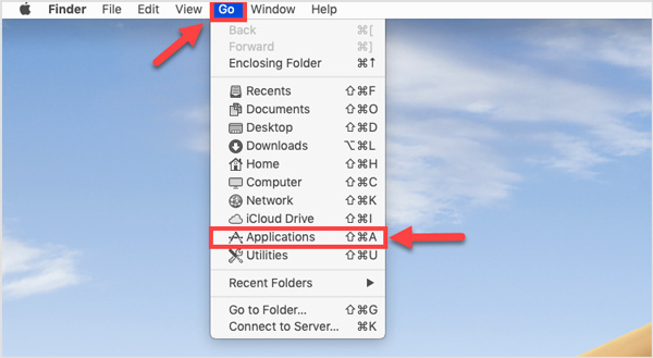 Open Finder Go Menu Applications Mac