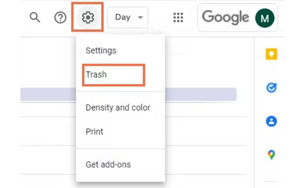 Open Google Calendar Trash