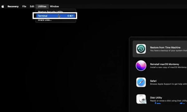 Open Terminal In macOS Recovery