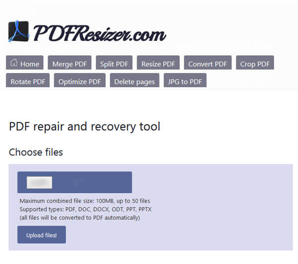 repair pdf sejda