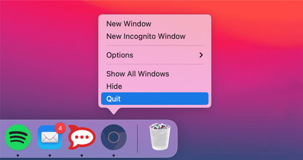 Quit Chromium on Mac